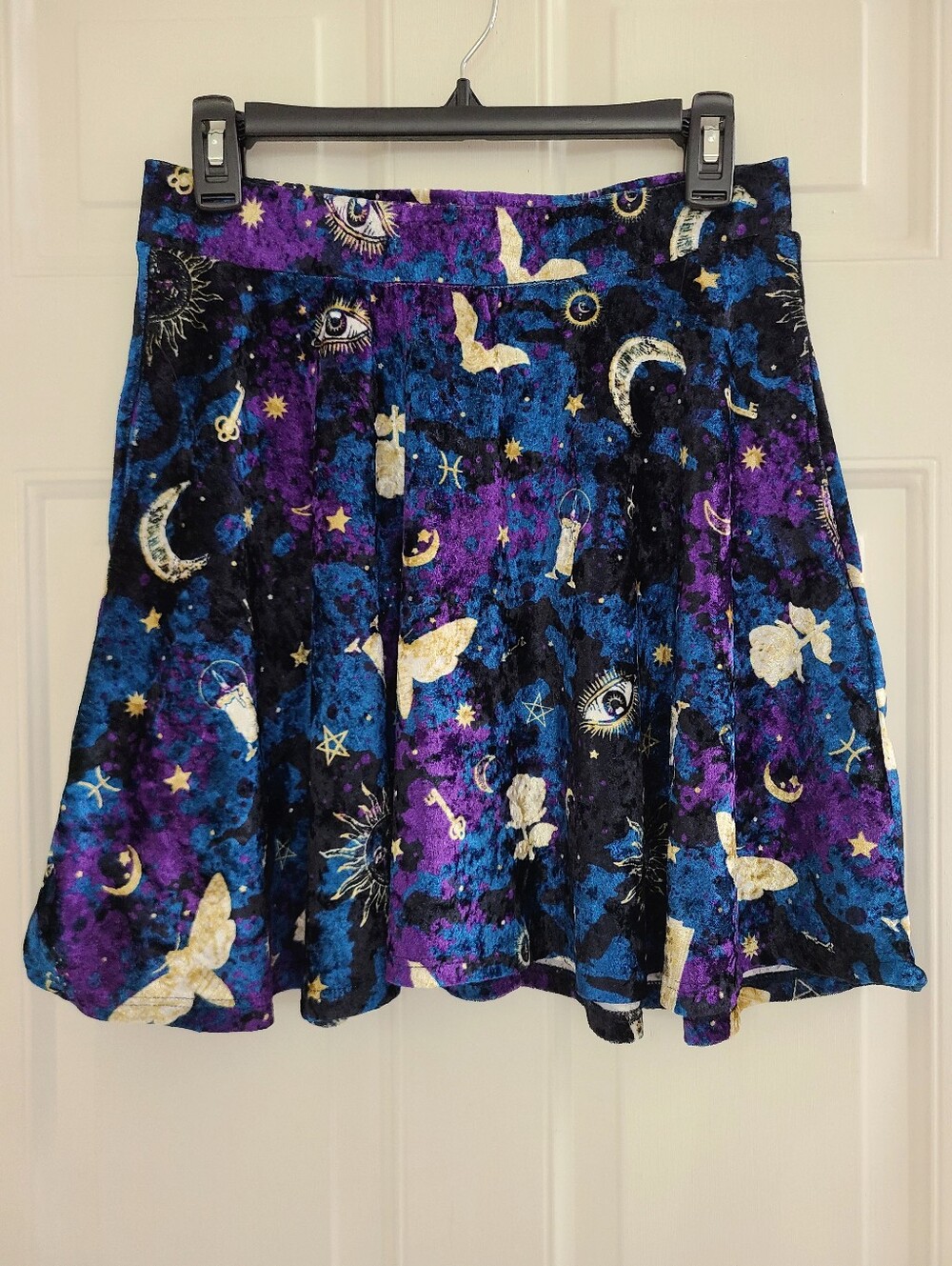 Midnight Hour Witchy Crushed Velvet Skirt Sz S Celestial Mystical Halloween
